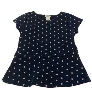 Crewcuts‎ Girls Peplum Top Navy White Polka Dot Short Sleeve Size 4